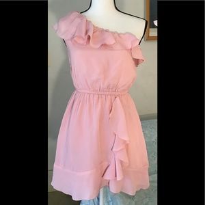 Beta House pink one shoulder dress with lining S